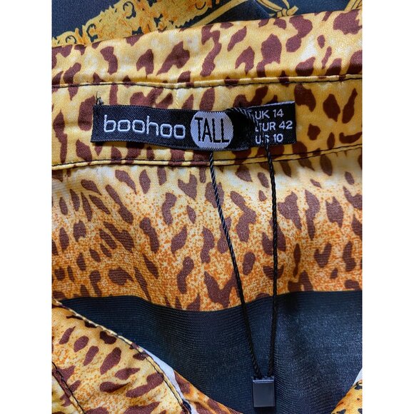 Leopard Print Satin Shirt & Skirt Set US 10‎ Tall Baroque Luxury Glamour Mobwife - Picture 9 of 16